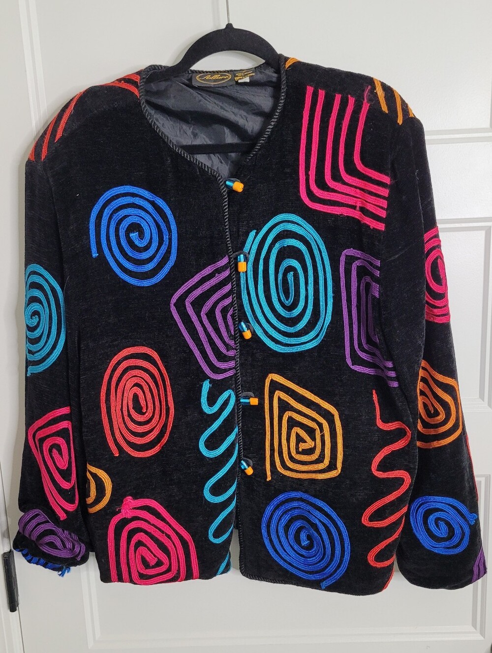 vintage Allure wearable art jacket made of 100% rayon in a size large